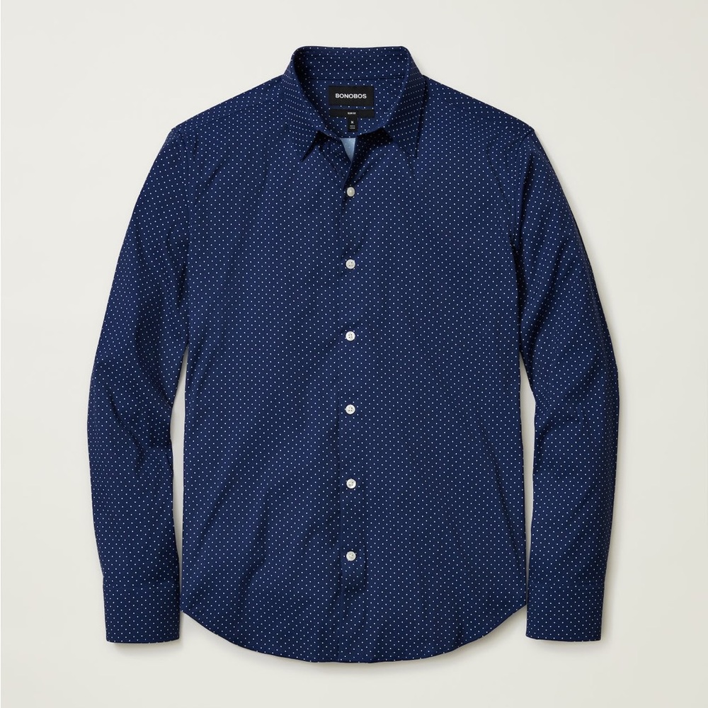 Bonobos Tech Button Down Shirt, Deep Blue Bay Dot